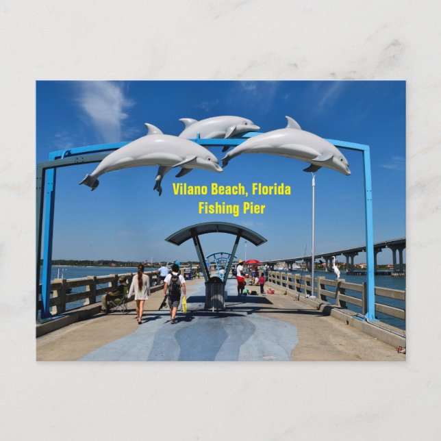 Cartes Pour Fêtes Annuelles Plage de Vilano Floride jetée de pêche (Devant)