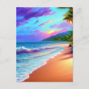 Cartes Pour Fêtes Annuelles Plage Déserte Vagues de sable Ensoleillé