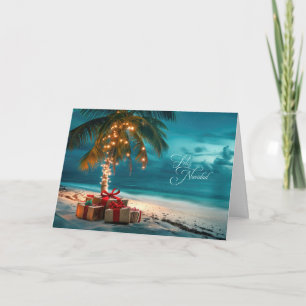 Cartes Pour Fêtes Annuelles Plage espagnole Feliz Navidad Lit Palm Tree