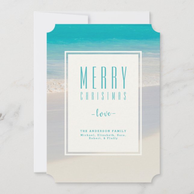 Cartes Pour Fêtes Annuelles Plage "Joyeux Noël" Personnalisé (Devant)