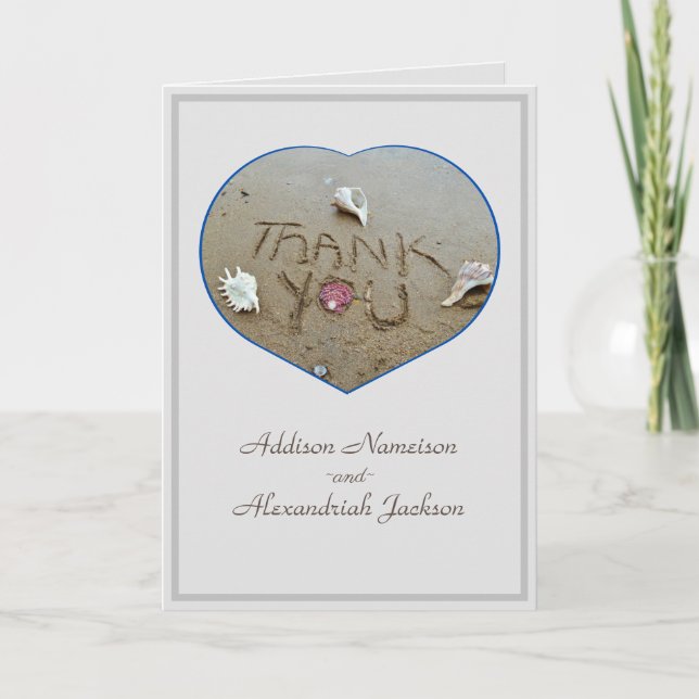 Cartes Pour Fêtes Annuelles Plage Mariage Merci coeur photo (Devant)