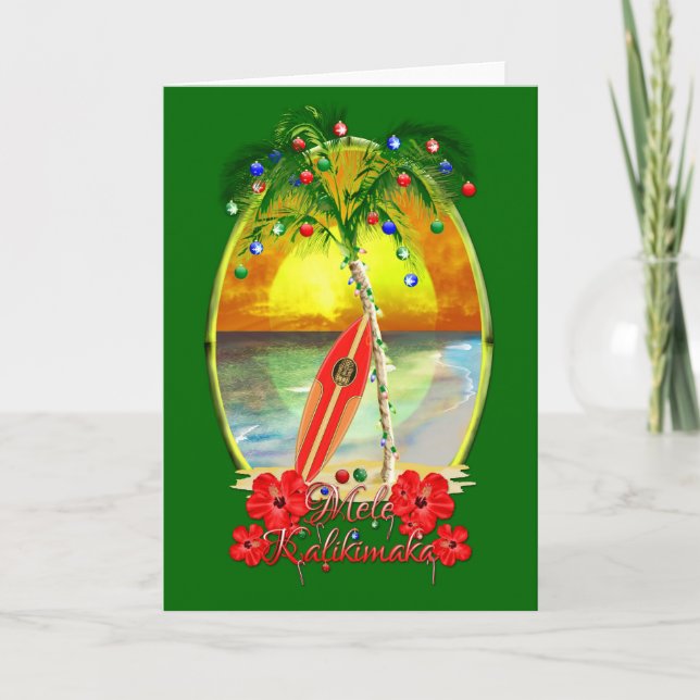 Cartes Pour Fêtes Annuelles Plage Mele Kalikimaka (Devant)