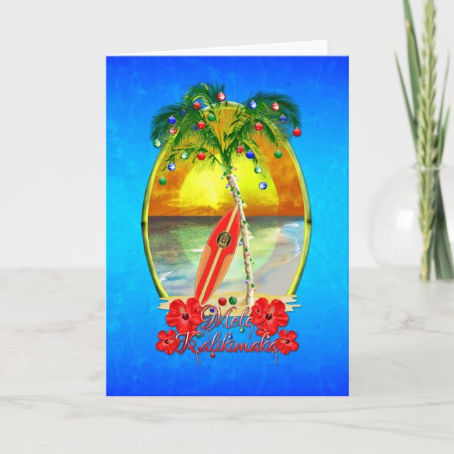 Cartes Pour Fêtes Annuelles Plage Mele Kalikimaka (Devant)