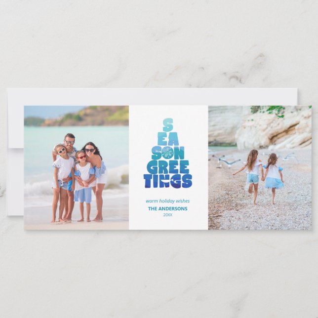 Cartes Pour Fêtes Annuelles Plage Mers et salutations (Devant)