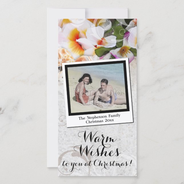 Cartes Pour Fêtes Annuelles Plage Noël Chaleureux Plumeria Lei (Devant)