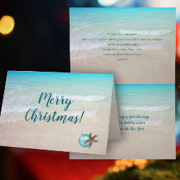 Cartes Pour Fêtes Annuelles Plage Noël Écriture chrétienne Plié