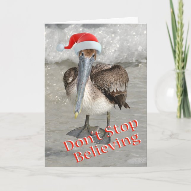 Cartes Pour Fêtes Annuelles Plage Noël Père Noël Pélican (Devant)