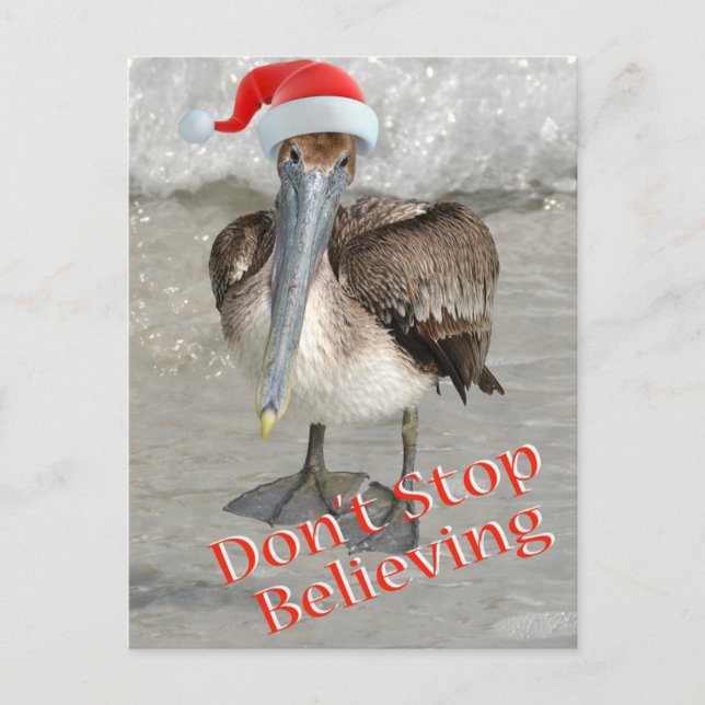 Cartes Pour Fêtes Annuelles Plage Noël Père Noël Pélican (Devant)