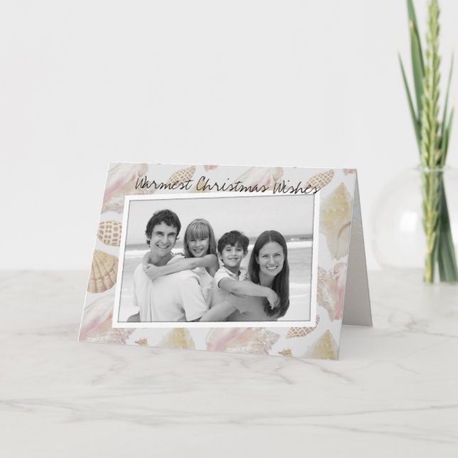 Cartes Pour Fêtes Annuelles Plage Noël photo horizontale repliée (Devant)