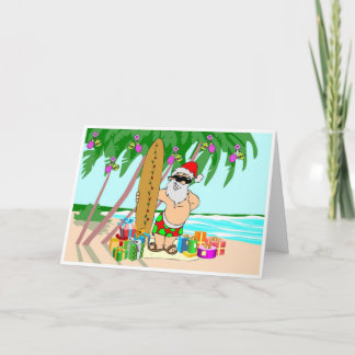 Cartes Pour Fêtes Annuelles Plage Père Noël