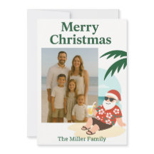 Plage Père Noël Funny Christmas Card
