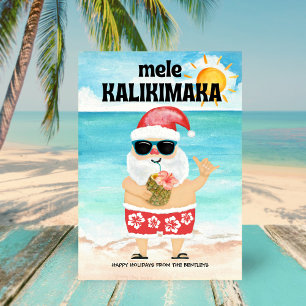 Cartes Pour Fêtes Annuelles Plage Père Noël Hawaiian Mele Kalikimaka Noël