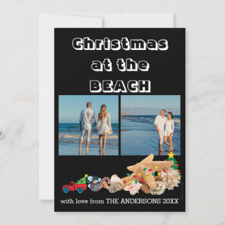 Cartes Pour Fêtes Annuelles Plage personnalisée 🎄 Coquillages de Noël Collage