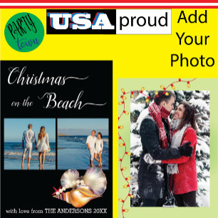 Cartes Pour Fêtes Annuelles Plage personnalisée 🎄 Coquillages de Noël Collage