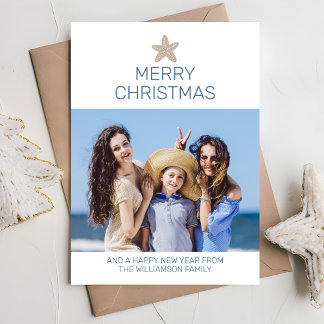 Cartes Pour Fêtes Annuelles Plage photo moderne de Noël simple