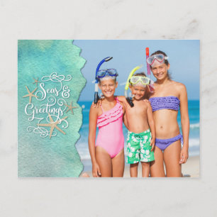 Cartes Pour Fêtes Annuelles Plage tropicale côtière SAIS ET BIENVENUES