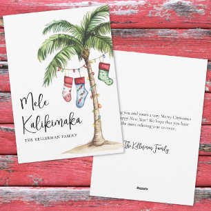 Cartes Pour Fêtes Annuelles Plage tropicale Mele Kalikimaka Noël