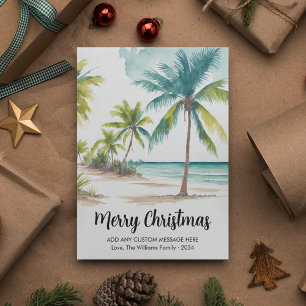 Cartes Pour Fêtes Annuelles Plage tropicale moderne Palmiers Noël