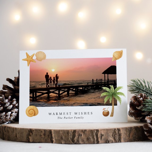 Cartes Pour Fêtes Annuelles Plage Warmest Warmest Photo Noël moderne (Créateur téléchargé)