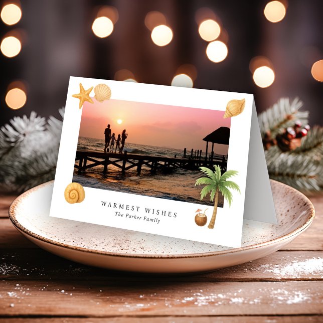 Cartes Pour Fêtes Annuelles Plage Warmest Warmest Photo Noël moderne (Créateur téléchargé)