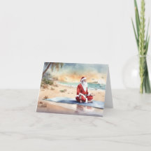 Plage Yoga Père Noël avec palmiers
