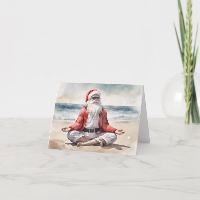 Cartes Pour Fêtes Annuelles Plage Yoga Relaxé Zen Père Noël (Devant)