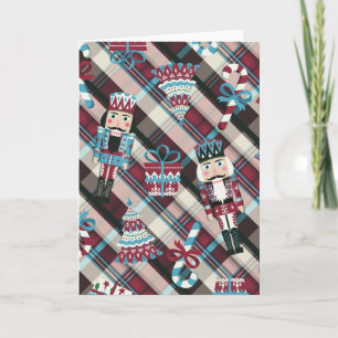 Cartes Pour Fêtes Annuelles Plaid Blue Burgundy