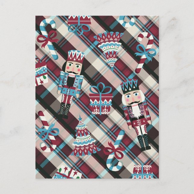 Cartes Pour Fêtes Annuelles Plaid Blue Burgundy (Devant)