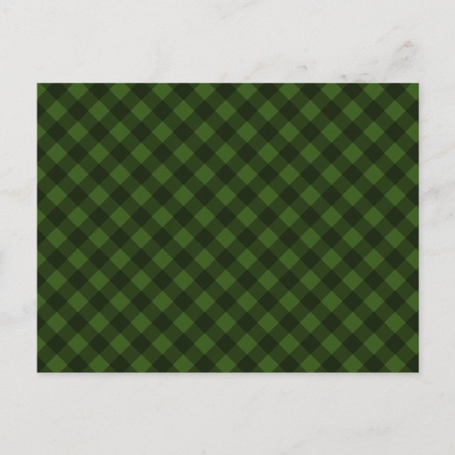 Cartes Pour Fêtes Annuelles Plaid de Noël vert et noir de buffle (Devant)