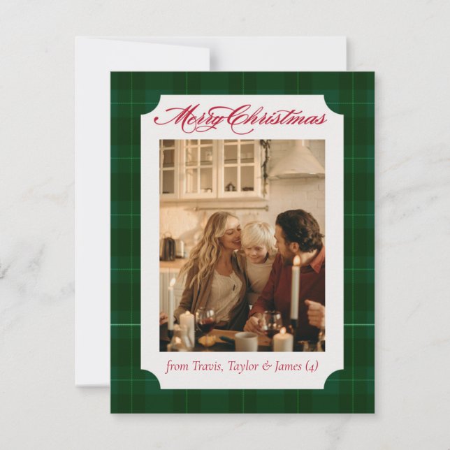Cartes Pour Fêtes Annuelles Plaid Flannel Family Photo Christmas Holiday Card (Devant)