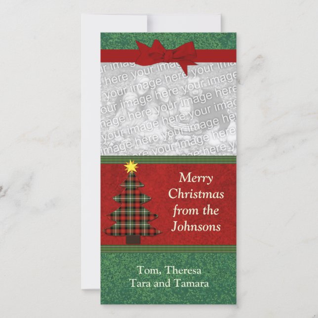 Cartes Pour Fêtes Annuelles Plaid Folk Art Christmas Tree personnalisé (Devant)