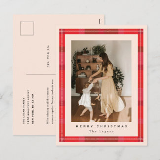 Cartes Pour Fêtes Annuelles Plaid Frame Holiday Postcard