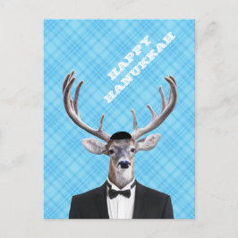 Cartes Pour Fêtes Annuelles Plaid heureux de bleu de cerfs communs de Hanoukka