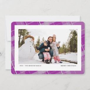 Cartes Pour Fêtes Annuelles Plaid minimal une photo violet horizontale