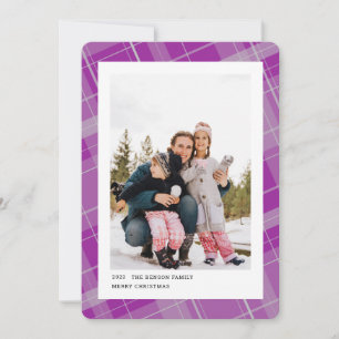 Cartes Pour Fêtes Annuelles Plaid minimal une photo violet vertical