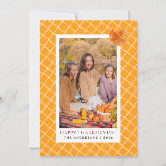 Cartes Pour Fêtes Annuelles Plaid orange | Bon thanksgiving photo d'automne