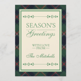 Cartes Pour Fêtes Annuelles Plaid personnalisé classique bleu foncé rouge vert