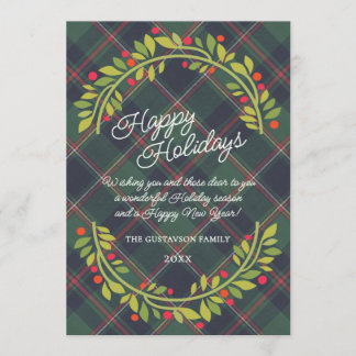 Cartes Pour Fêtes Annuelles Plaid personnalisé classique bleu foncé rouge vert