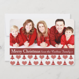 Cartes Pour Fêtes Annuelles Plaid Red Christmas Trees Motif Photo personnalisé