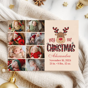 Cartes Pour Fêtes Annuelles Plaid Renne Bébé Premier Noël 8 Photo 