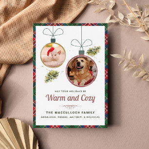 Cartes Pour Fêtes Annuelles Plaid Rustic Pet Photo MacCulloch Tartan Christmas