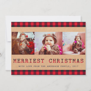 Cartes Pour Fêtes Annuelles Plaid Rustique Buffalo 3 Salutation de Noël phot