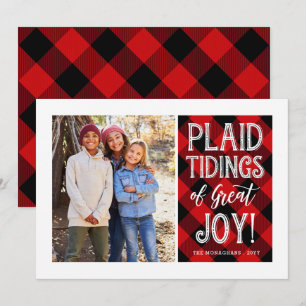 Cartes Pour Fêtes Annuelles Plaid Tidings Rouge Photo