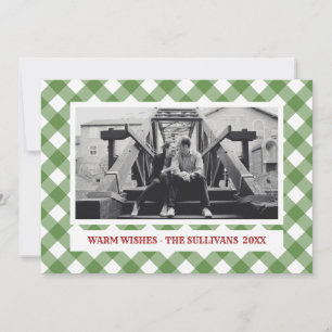 Cartes Pour Fêtes Annuelles Plaid vert Rustique Photo de vacances sur mesu
