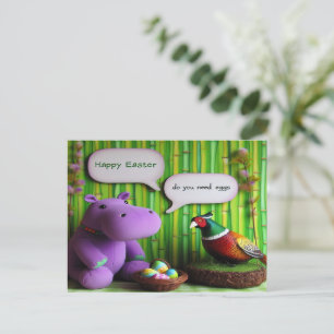 Cartes Pour Fêtes Annuelles Plaisir de Pâques Vertes : Oeufs Hippo & Pheasant