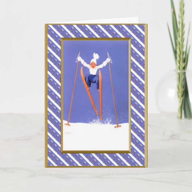 Cartes Pour Fêtes Annuelles Plaisir en ski (Devant)