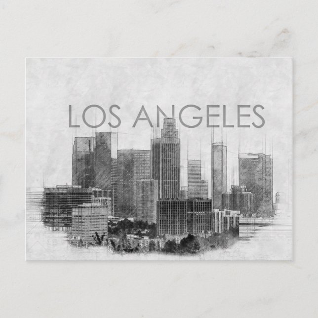 Cartes Pour Fêtes Annuelles Plan d'horizon de Los Angeles (Devant)