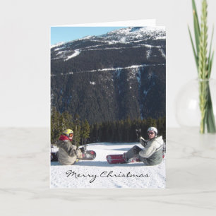 Cartes Pour Fêtes Annuelles Planchistes avec une vue panoramique sur la montag