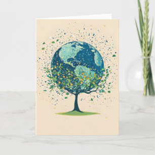 Cartes Pour Fêtes Annuelles Planète Terre Arbre Inhabituel