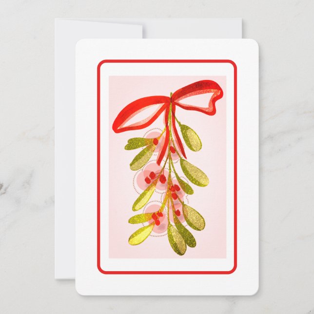 Cartes Pour Fêtes Annuelles Plante de gui magnifique au look peint numériqueme (Devant)
